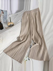 Loose Knitting Raglan Sleeve Solid Color V-Neck Sweater Top + Pants Two Pieces Set