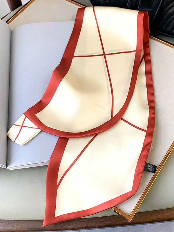 Original Striped Print Hair Band&Silk Scarf