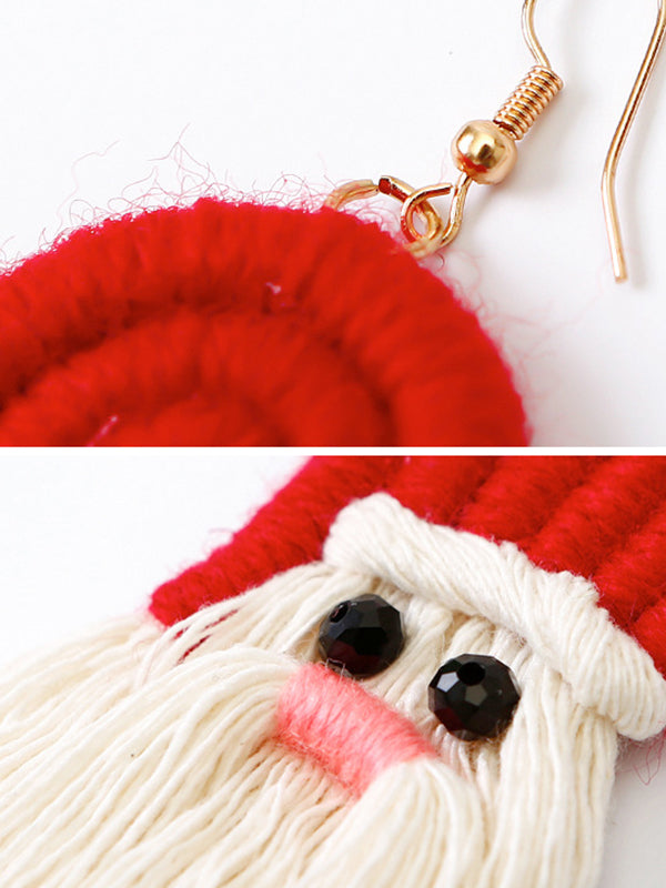 Christmas Boho Tasseled Handmade Santa Earrings Accessories