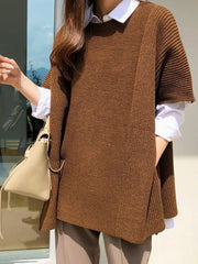 Casual Loose Split-Side Round-Neck Sweater Tops