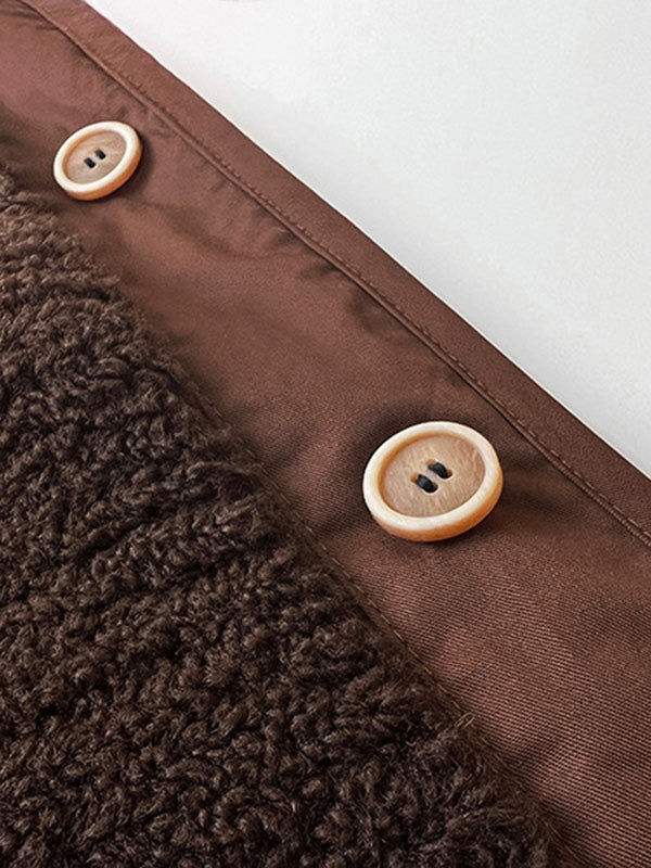 Original Creation Long Sleeves Loose Buttoned Keep Warm Hooded Coats Outerwear