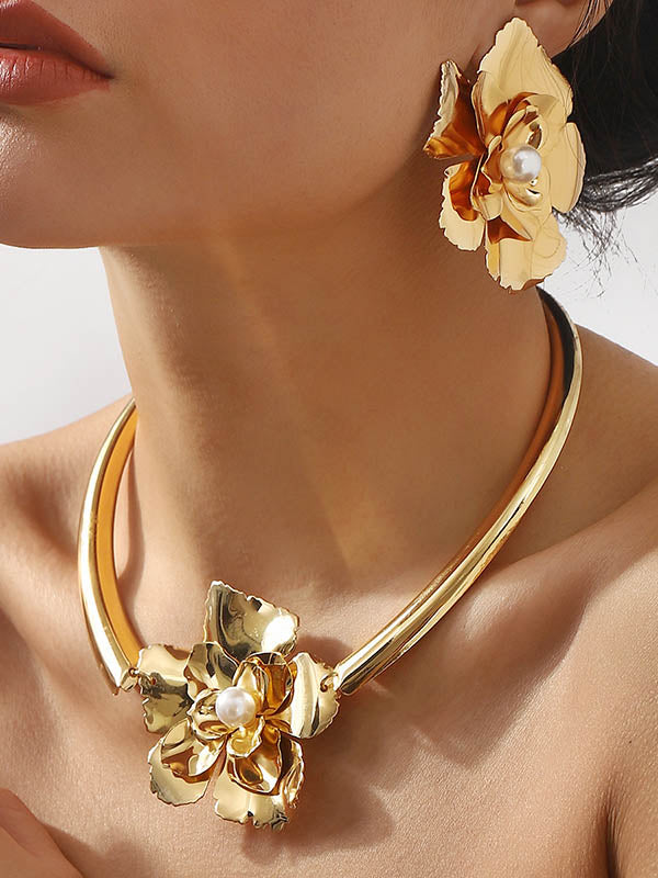 Flower Shape Necklaces Accessories Drop Earrings