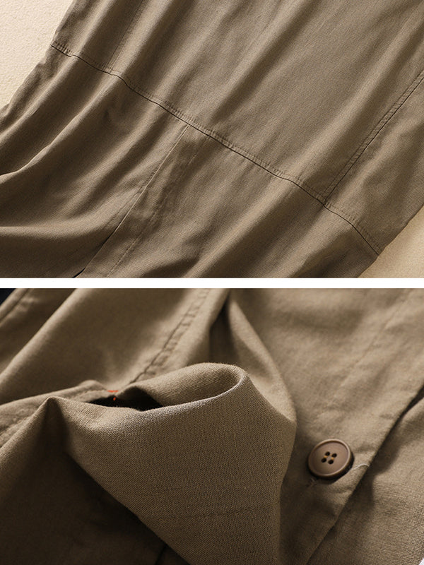 Artistic Retro Loose Ramie Cotton Buttoned Vest Outwear