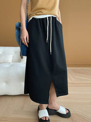 Asymmetric Drawstring Split-Front A-Line Skirts Bottoms