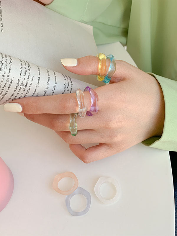 Casual Solid Color Geometric Rings Accessories