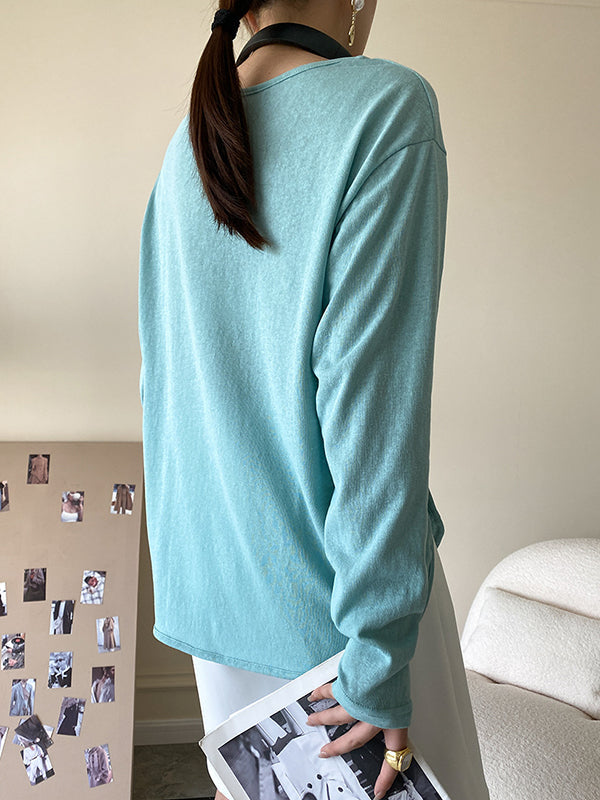 Simple Casual Loose Solid Color Sun-Protection T-Shirt Top
