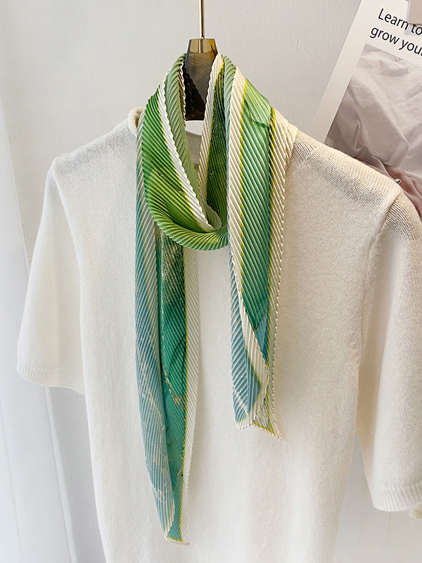 Vintage Tie-Dyed Silk Imitation Pleated Scarf
