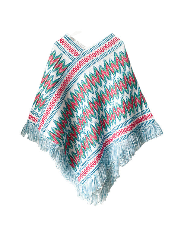 Asymmetric Keep Warm Tasseled Scarf Cape