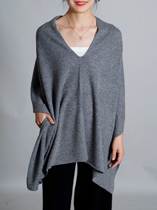 100% Cashmere Solid Color Cape Shawl&Cloak