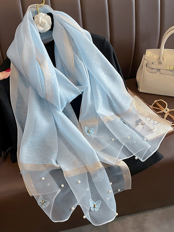 Applique Butterfly Shape Beaded Keep Warm Scarf