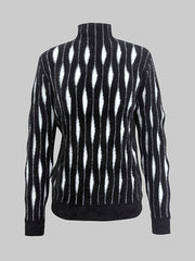 Contrast Color Long Sleeves High-Neck Sweater Tops