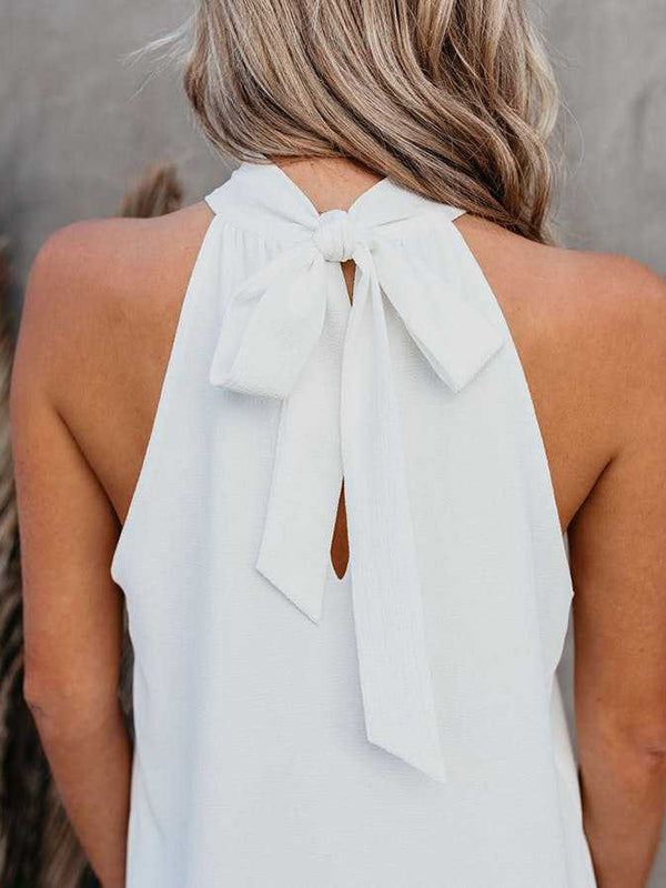 Stylish Selection Loose Solid Color Halter-Neck Vest Top