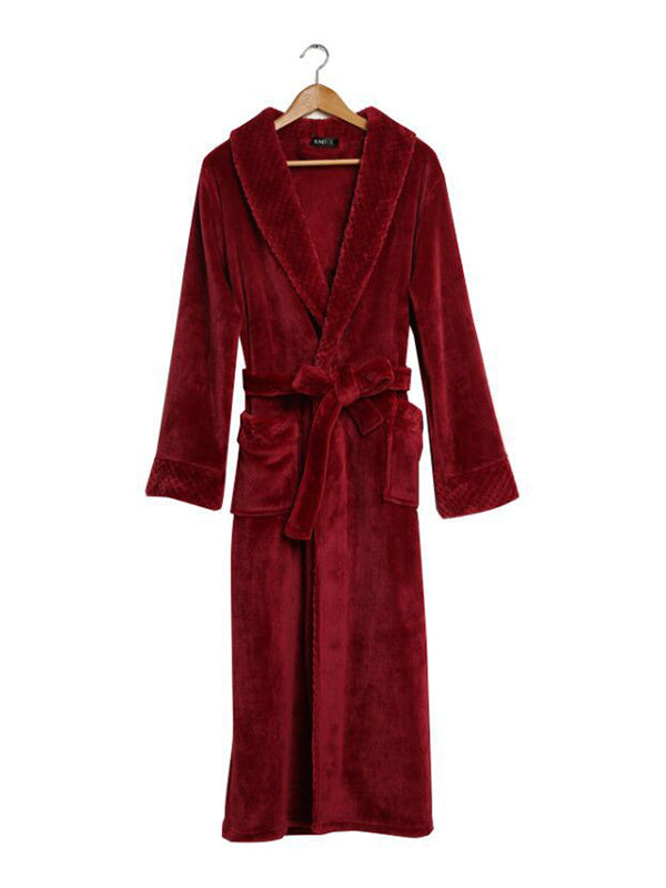 Comfortable Solid Bandage Pajama Robe