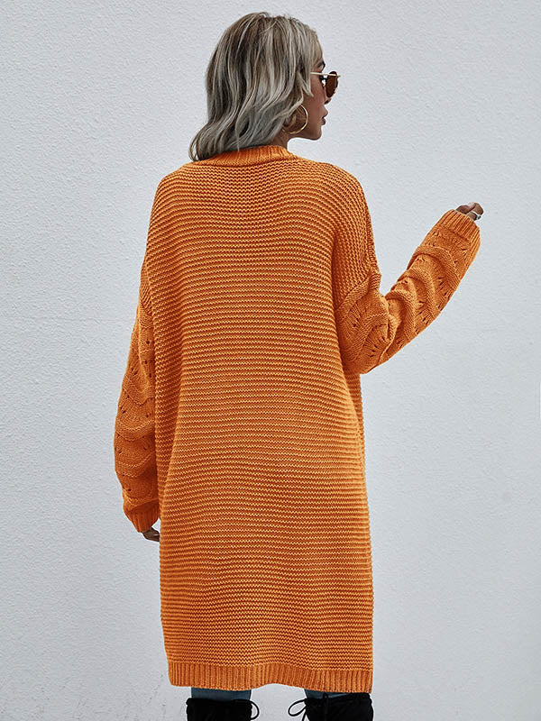 Urban Loose Solid Color Jacquard Cardigan Top