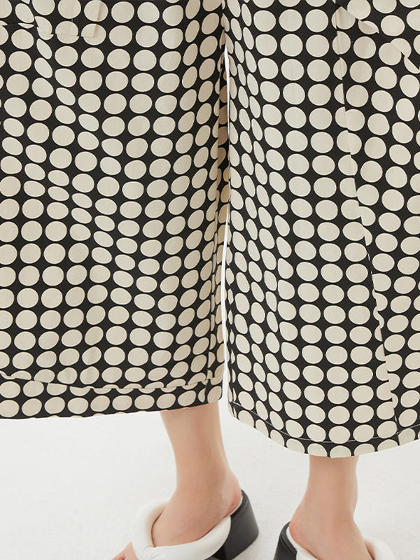Elasticity Polka-Dot Split-Joint Loose Ninth Pants Pants Cropped Trousers