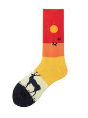 Animal Printed Contrast Color Split-Joint Sweat-Absorbing Socks Accessories