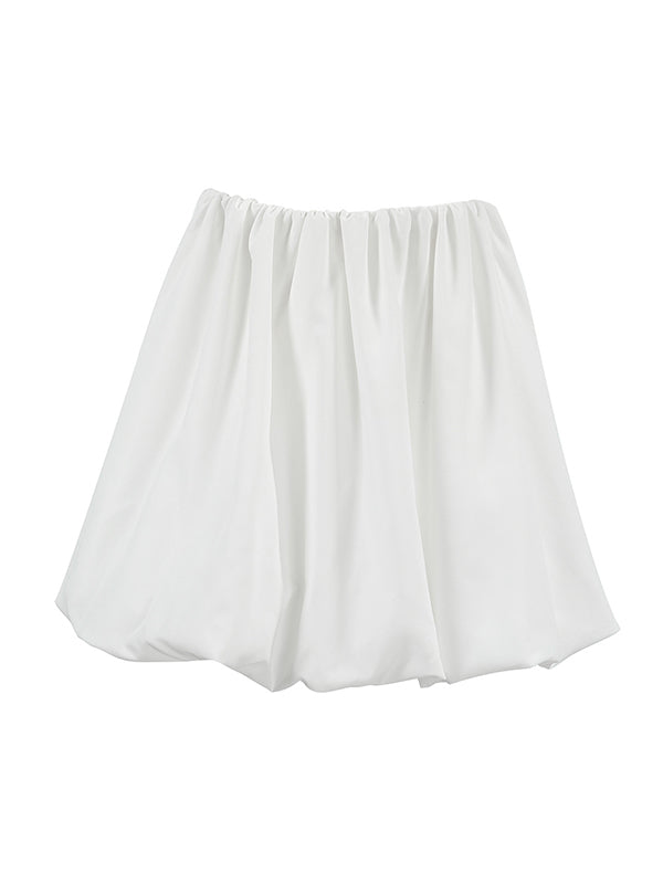 Elasticity Pleated Solid Color A-Line Loose Skirts Bottoms