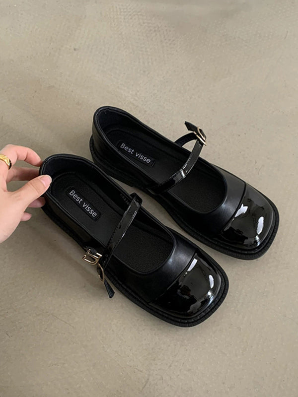 Round Cut Split-Joint Square-Toe Low Heels Flats Flat Shoes