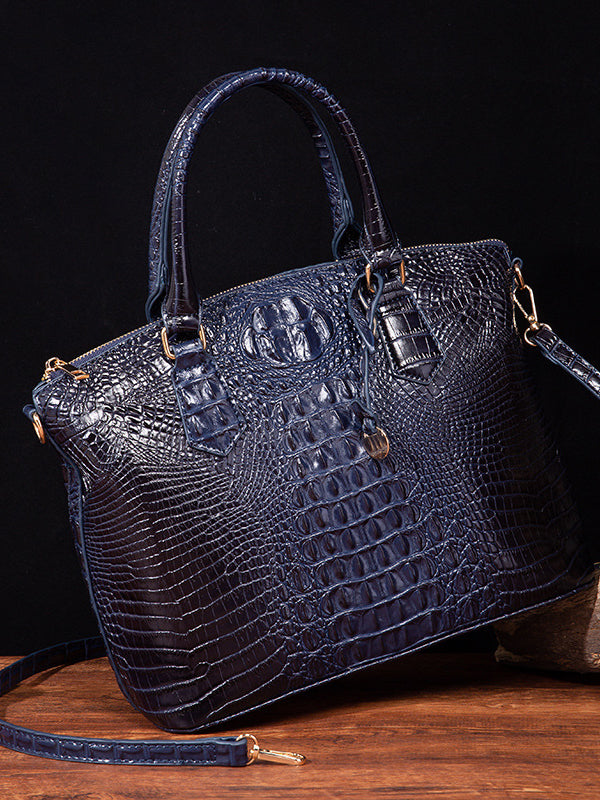 Alligator Print Pleated Split-Joint Handbags Bags
