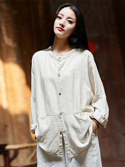 Soft Beige Ramie Cotton Blouse Outwear