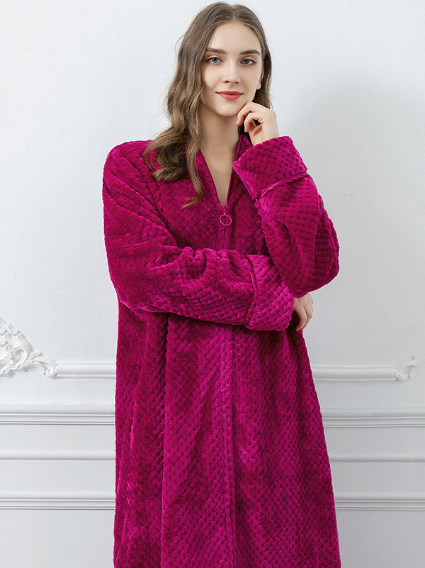 Comfortable Solid Flannel Pajama Robe