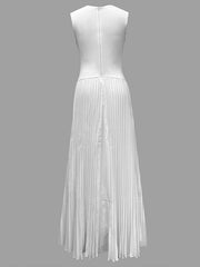 Pleated Solid Color A-Line Loose V-Neck Maxi Dresses