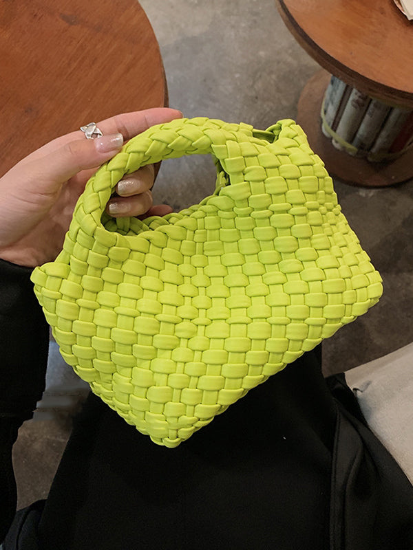 Solid Color Woven Handbags Bags