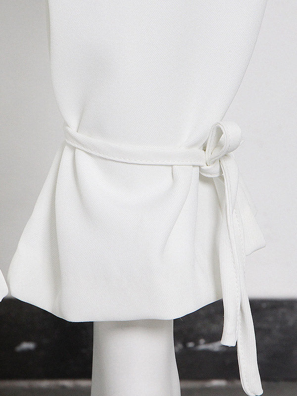 Solid Color Column Long Sleeves Lapel Blazer Top&Pants Two Pieces Set
