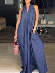 Wide Leg Halter-Neck Maxi Dresses