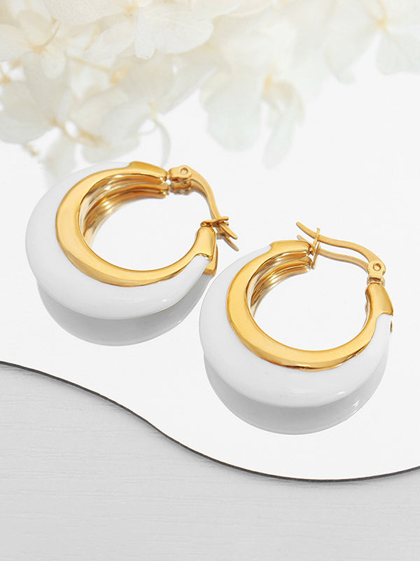 Contrast Color Geometric Split-Joint Earrings Accessories
