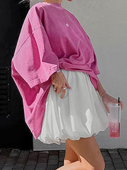 Pleated Solid Color Split-Joint A-Line Loose Skirts Bottoms