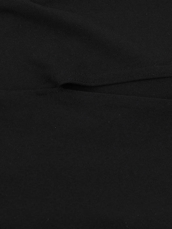 Asymmetric Solid Color Split-Joint Split-Side Long Sleeves Loose Round-Neck Maxi Dresses