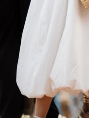 Pleated Pockets Solid Color A-Line Loose Halter-Neck Midi Dresses