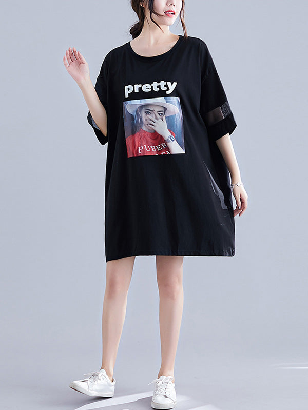 Urban Loose Split-Joint Half Sleeve Dress