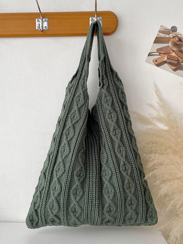 Solid Color Woven Handbags
