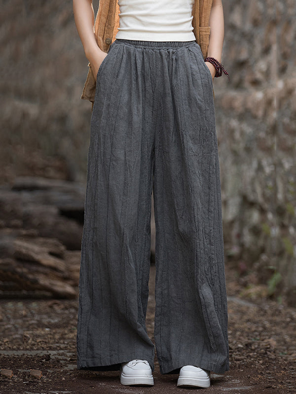 Elasticity Pockets Tie-Dyed Wide Leg Trousers Casual Pants Bottoms