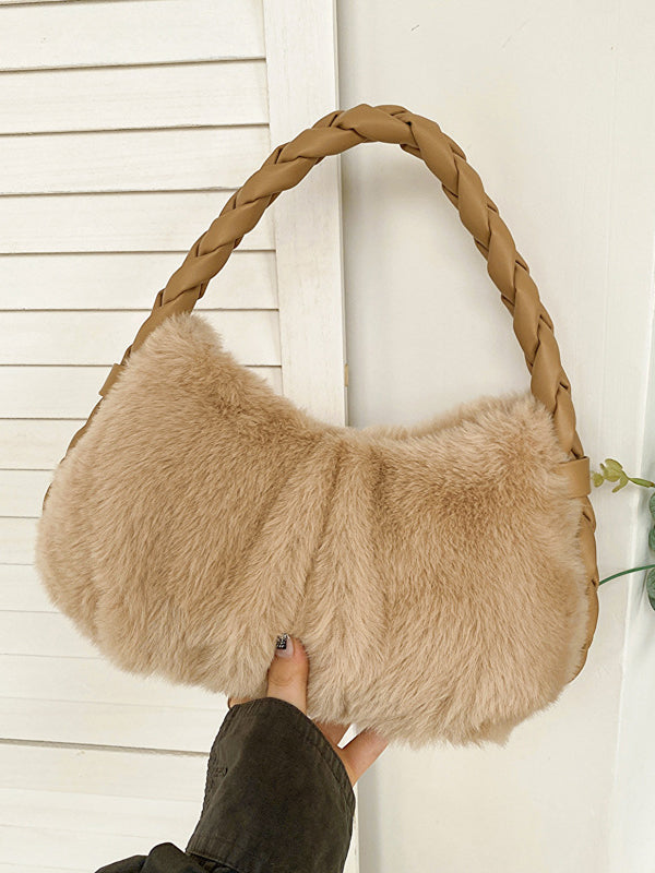 Pleated Split-Joint Woven Straps Handbags Bags