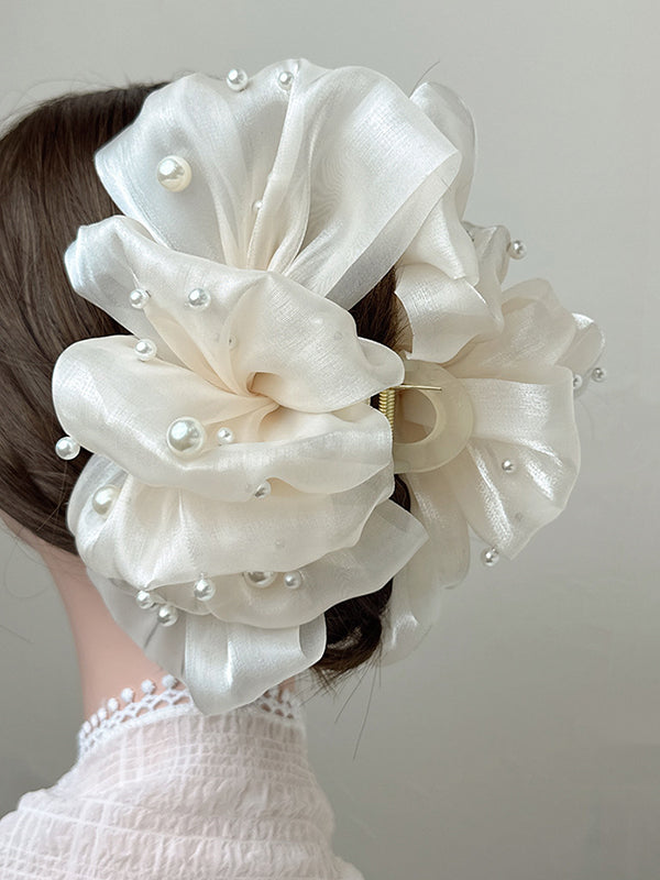 Flower Shape Gauze See-Through Hairclaw Clawclip