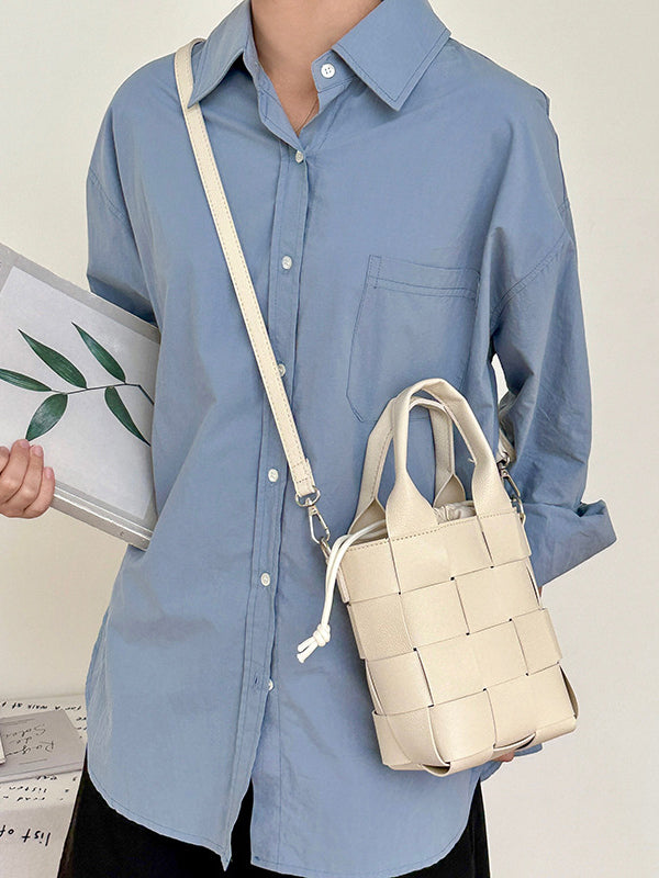 Solid Color Woven Handbags Crossbody Bags