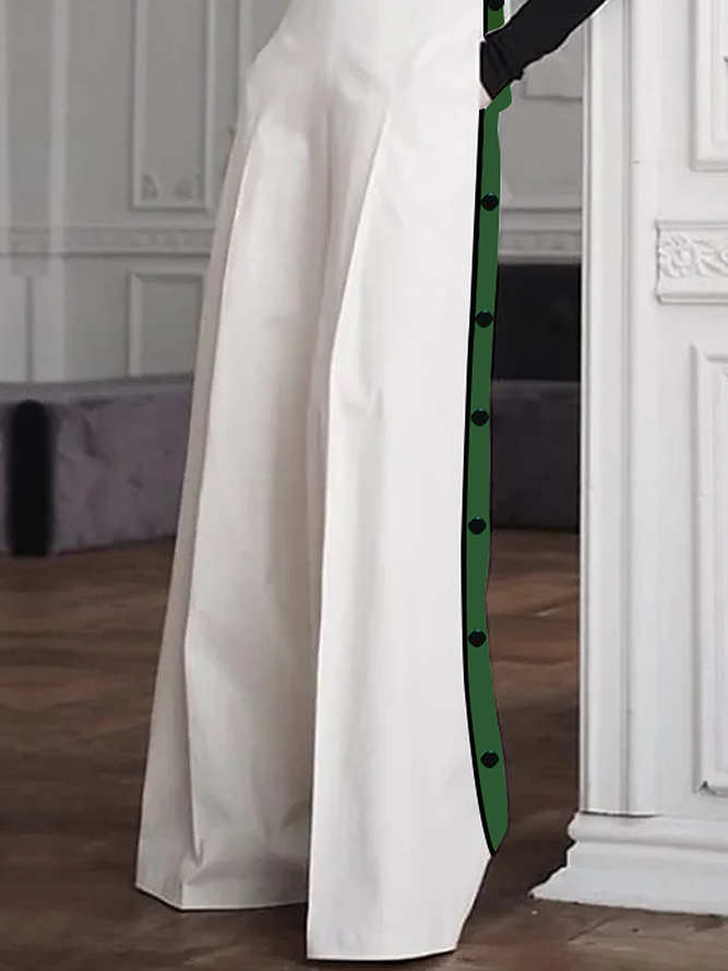Urban Wide Leg Contrast Color Casual Pants Bottoms