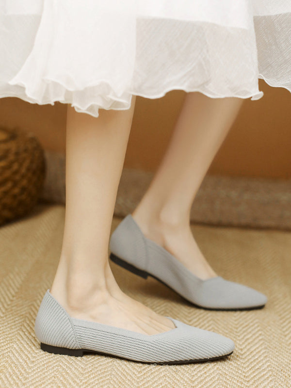 Solid Color Square-Toe Shoes Flats