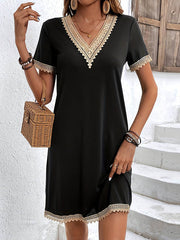 Split-Joint A-Line High Waisted V-Neck Mini Dresses