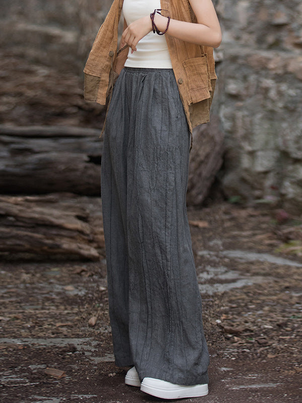 Elasticity Pockets Tie-Dyed Wide Leg Trousers Casual Pants Bottoms
