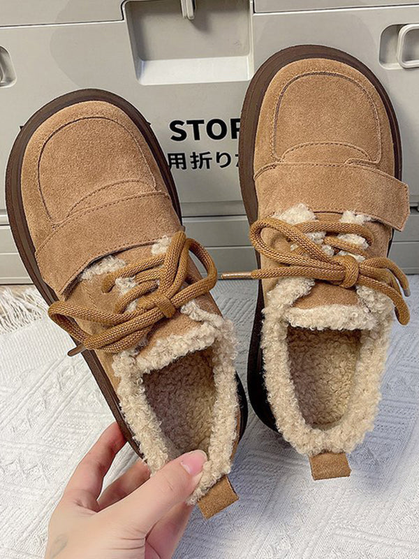 Lace-Up Split-Joint Flat Shoes