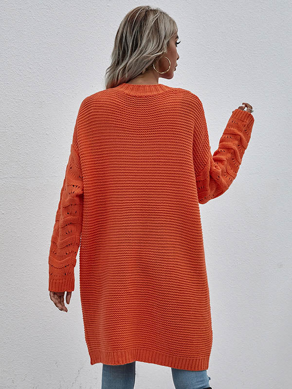 Urban Loose Solid Color Jacquard Cardigan Top