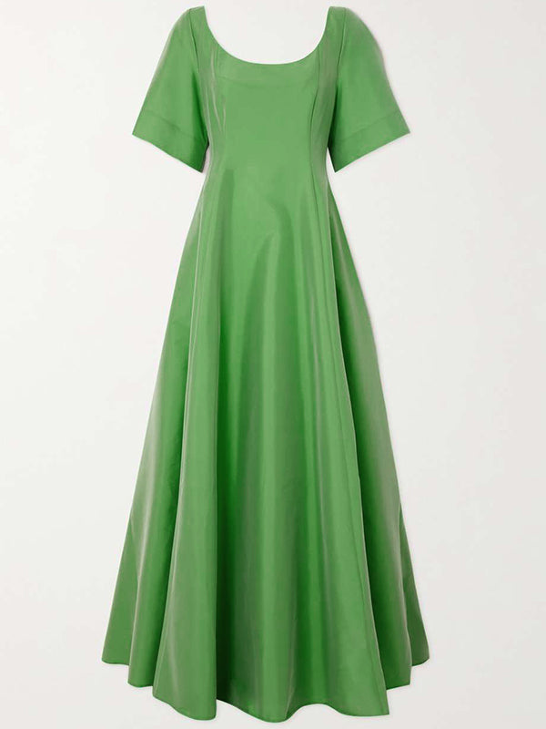Solid Color A-Line Loose Round Cut Maxi Dresses