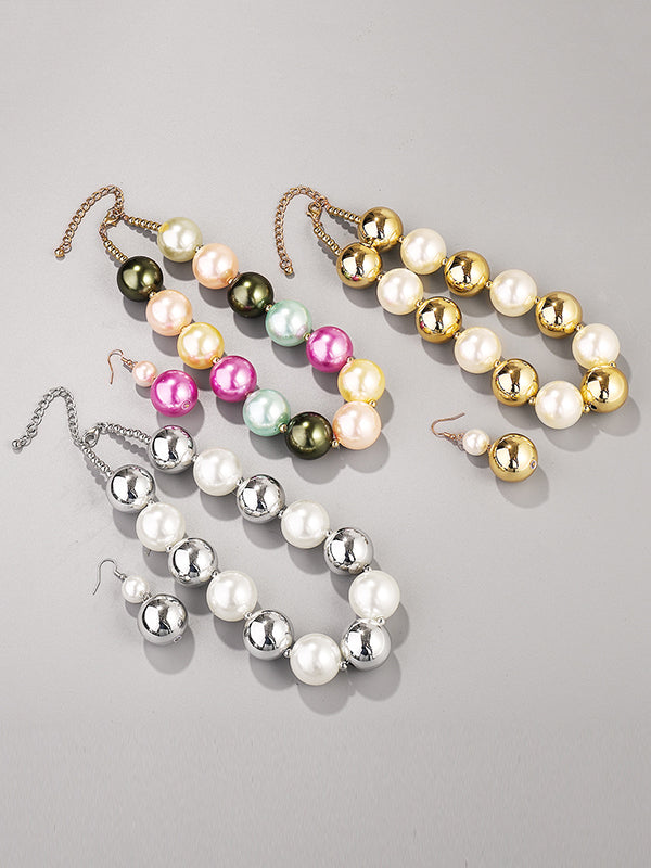 Contrast Color Geometric Necklaces Accessories + Drop Earrings