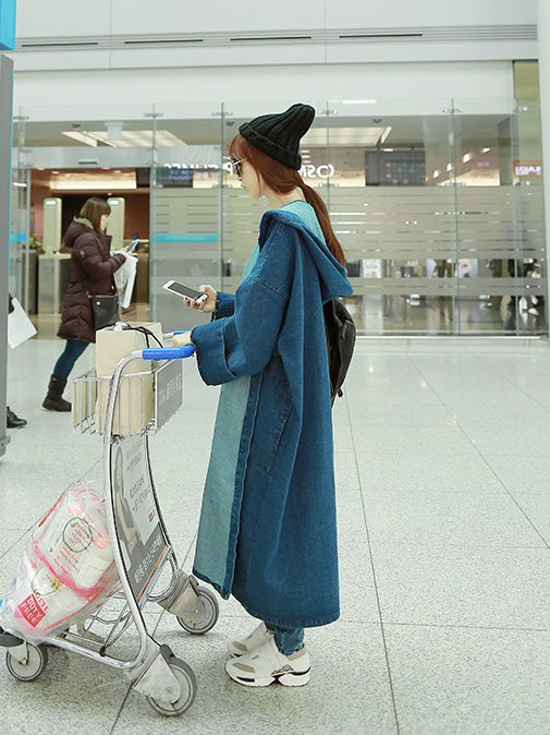 Casual Long Jeans Hooded Cap Outwear