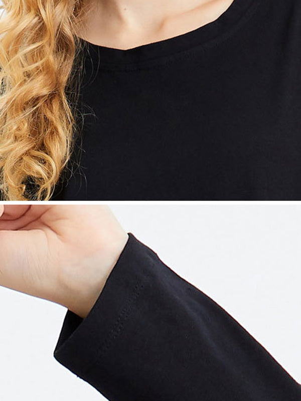 Original Split-Joint Contrast Color Long Sleeve Midi Dress