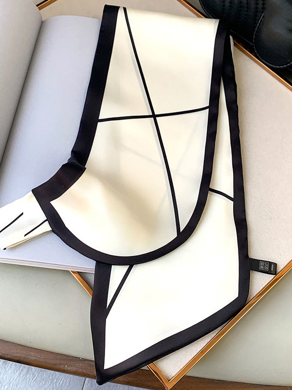 Original Striped Print Hair Band&Silk Scarf